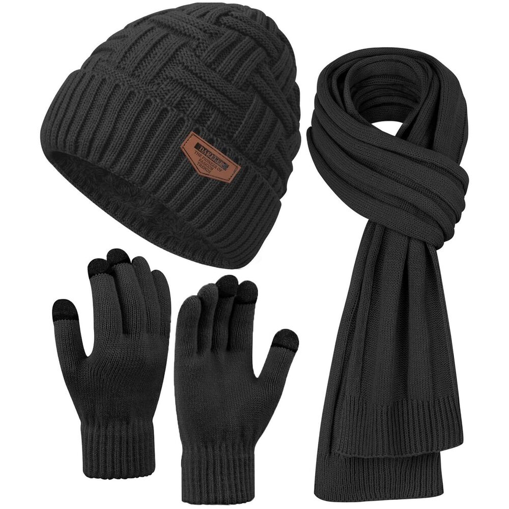 8803 Winter Hats Scarf with Touchscreen Gloves Warm Long Scaves and Skull